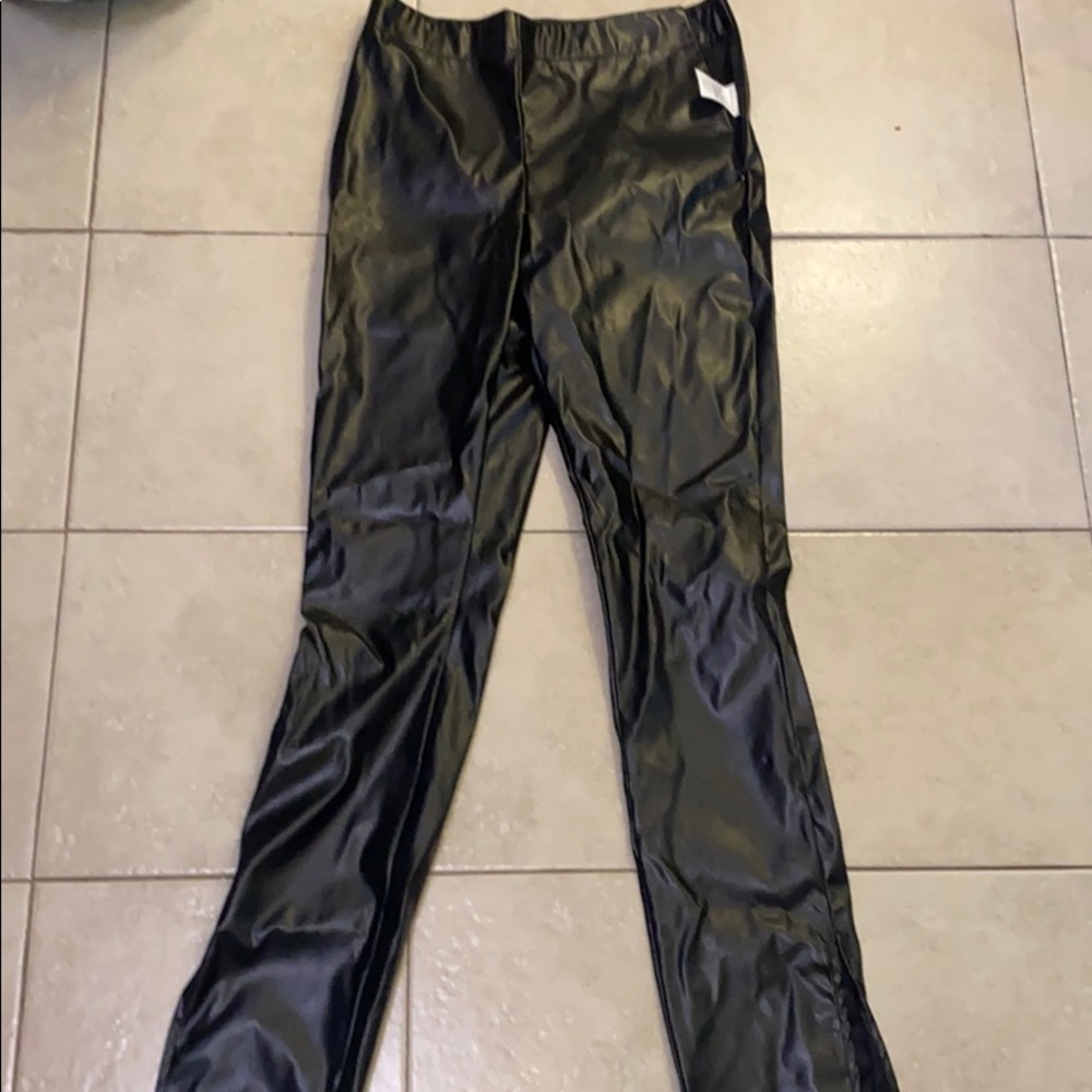 New leather jeans with slit at the ankles